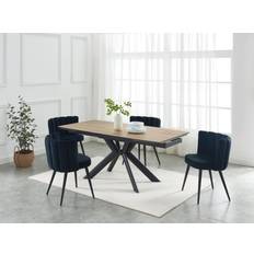 Céramique Tables Ausziehbar 6 Bis 10 Personen Keramik Holzfarben Hell & Metall Schwarz Liomina Esstisch