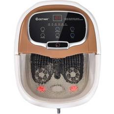 Costway Portable All-In-One Heated Foot Bubble Spa Bath Motorized Massager-Coffee