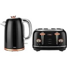 Tower 1.7L Jug Kettle and 4 Slice Set - Black and Rose Gold