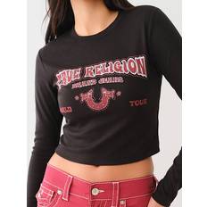 T-shirts True Religion Women's Faded Western Logo Rib Baby T-Shirt Black