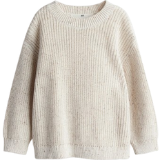 Lange Ärmel Sweatshirts H&M Ribbed Cotton Sweater - Light Beige (1246268001)