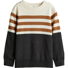 Lange Ärmel Strickpullover H&M Kid's Cotton Jumper - Dark Grey/Striped (1161567019)