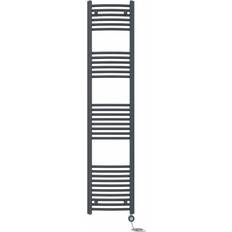 Heated Towel Rails Symple Stuff Curved Prefilled Electric Heated Towel Rail 180 cm H x 40 cm W x 4.5 cm D Chrome, Anthracite
