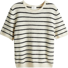 Elastane/Lycra/Spandex Jumpers H&M Fine-Knit Jumper - Cream/Striped