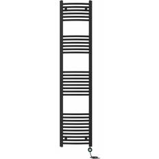 Heated Towel Rails Symple Stuff Curved Prefilled Electric Heated Towel Rail 180 cm H x 40 cm W x 4.5 cm D Black