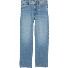 High Waisted Relaxed Straight Leg Jeans - Blue