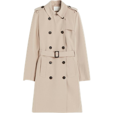 Elastane/Lycra/Spandex Coats H&M Double Breasted Trenchcoat - Beige