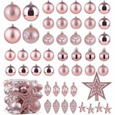 Pink Christmas Tree Ornaments Ball Baubles and Balls Stars Baby Pink Christmas Tree Ornament 18cm 43pcs