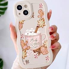 Shein Gingerbread Man Graphic Wave Pattern Shockproof Phone Case for iPhone 13