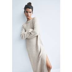 Beige - XXS Kjoler H&M Dame Beige Lang strikket kjole