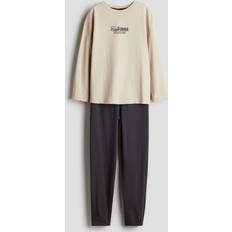 H&M Pojke Beige Pyjamas bomullstrikå 146/152 (10-12Y)
