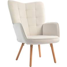 Furniture Homcom Modern Accent Cream White Armchair 101cm