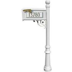 White Letterbox Posts Mailbox Post System With Fluted Base & Ball Finial & 3 Cast Plates - White