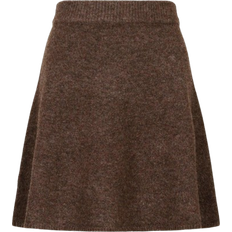 Brune - Dame Skjørt Neo Noir Gisa Knit Skirt - Brown Melange