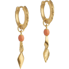 Koraal Sieraden ENAMEL Copenhagen Moa Hoops - Gold/Coral