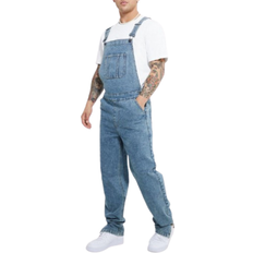 Latzhose Hosen boohooMAN Relaxed Fit Dungarees With Zip Hem - Grey