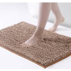 Bathroom Accessories FRESHMINT Chenille Bathroom Rugs Mat 24" x 17" Non-Slip Caramel Heather
