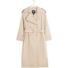 Elastane/Lycra/Spandex - Women Coats River Island Petite Double Collar Belted Trench Coat - Beige