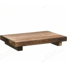 1 Pc Simple Style Footstool Wooden Stool With Wooden Tray And Stand Base Brown