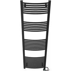 Heated Towel Rails Symple Stuff Curved Prefilled Electric Heated Towel Rail 180 cm H x 50 cm W x 5.2 cm D Black