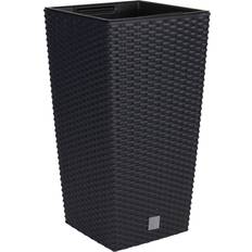 Rattan Pots URBN Living Square Elegant Tall Large Plant Pot Indoor Outdoor (Black, 2)