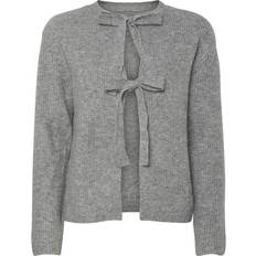 Pieces Silly Tie Cardigan - Medium Grey Melange