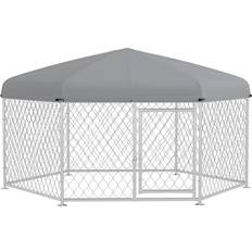 Outdoor dog kennels Pawhut Outdoor Dog Kennel with Roof 59x83x73"