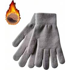 Shein pair Dark Grey Unisex Winter Warm Gloves Full Finger Knitted Gloves Women Men Thicken Warm Autumn Winter Outdoor Cycling Gloves