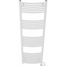 Heated Towel Rails Symple Stuff Curved Prefilled Electric Heated Towel Rail 180 cm H x 50 cm W x 5.2 cm D White