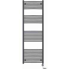 Heated Towel Rails Symple Stuff Curved Prefilled Electric Heated Towel Rail 180 cm H x 60 cm W x 5.6 cm D Anthracite