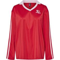 Polyester Polotrøjer Pieces Grace Long Sleeved Polo Shirt - High Risk Red