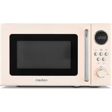 Beige Mikrobølgeovne Medion Retro-Mikrowelle MD15000 800W 20 L Kompakt 8 Automatikprogramme Grau, Beige