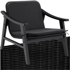 Garden & Outdoor Furniture tectake Treviso Polyrattan With Varnished Wooden Frame, Thick Cushion - Black Garden Dining Chair