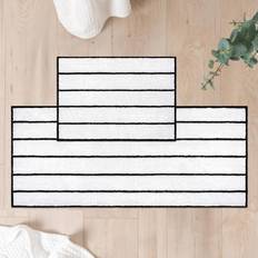 FRESHMINT Stripe Chenille Bathroom Rugs Set 2 Piece 17" x 24" + 20" x 47"