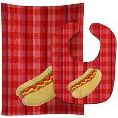 StationX Hot Dog Plaid Baby Bib & Burp Cloth