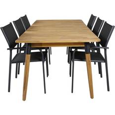 Julian Gartenset Tisch 100x210 cm Santorini Schwarz Natur Café-Set