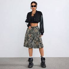 Jeans Shein Womens FallWinter Cargo Essentials Denim Camo Midi Jeans