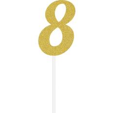 Cake Decorations Creative Converting Topper 8 Glitter 6 In. - Gold Cake Decoration