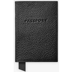 Aspinal of London Black Logo-print Grained-leather Passport Cover