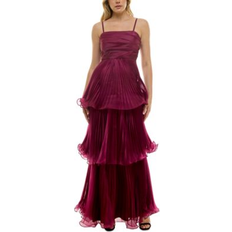 Taylor Women's Square-Neck Tiered Pleated Chiffon Gown Beaujolias