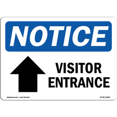 Workplace Signs on sale SignMission OS-NS-A-1824-L-18881 18 x 24 in. Notice Sign - Visitor Entrance Up Arrow