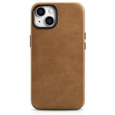Icarer Oil Wax Premium Leather Case iPhone 14 magnetisk etui med MagSafe brun (WMI14220701-TN)