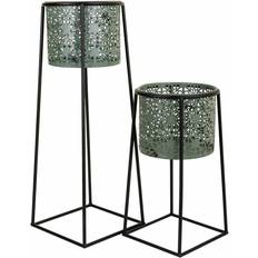 Metal Pots Alexandra House Living Set of Planters Blue Black Metal 23 x 45 x 23 cm 26 x 70 x 26 cm 2 Pieces