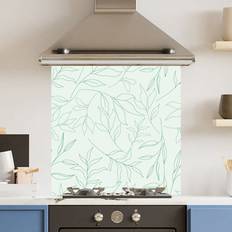 Green Splash Guards Choose Your Print Toughened Glass Kitchen Splashback 60 x 60 cm Mint Green Leaf Pattern Heat Resistant Back For Cookers Hob - One Size Splash Guard