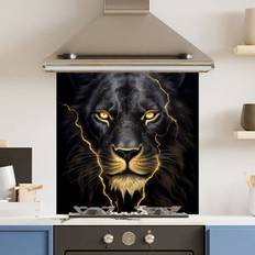 Gold Splash Guards Choose Your Print Choose Your Print Toughened Glass Kitchen Splashback 60 x 60 cm Gold Lion - Polished Edge Heat Resistant Back For Cookers Hob - One Size Splash Guard