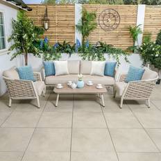 Bermuda Sand Aluminium Rope Sofa With Coffee Table - One Size