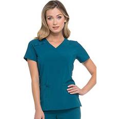 Dickies EDS Essentials Women Scrubs Top Mock Wrap Plus DK625, 2XL, Caribbean Blue