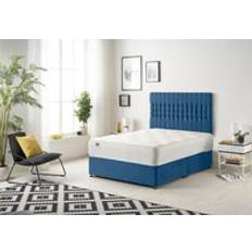 Somnior Galaxy Sprung Memory Foam Divan Bed with Headboard - Navy - Small Single