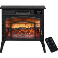 Homcom Fireplaces Homcom Electric Fireplace Stove, Infrared Fireplace Heater with Realistic Flame & Adjustable Temperature, 1500W, Black Aosom.com