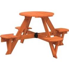 Kids Outdoor Furnitures vidaXL Picnic Table For 4 Kids With Umbrella Hole Round Solid Wood Fir